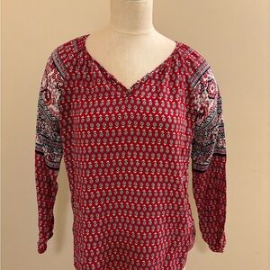 Dress Barn Red Relaxed V-Neck Blouse